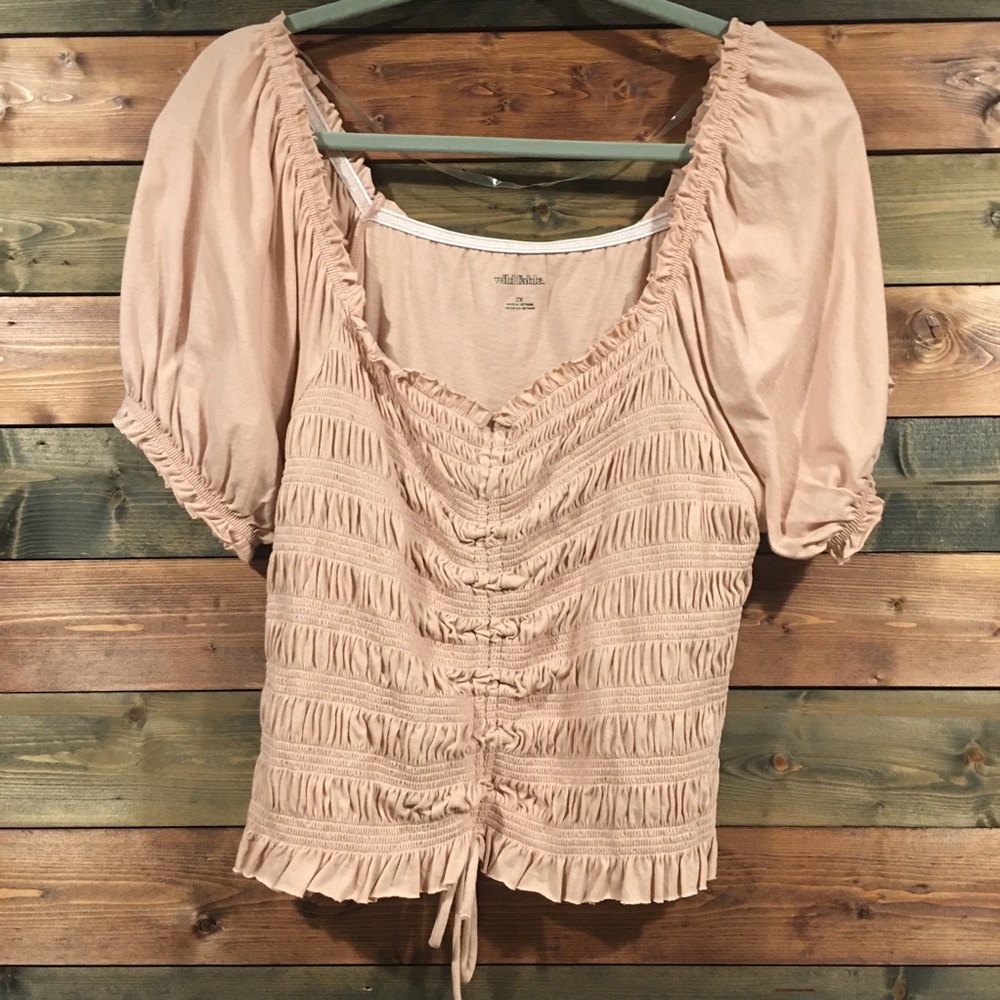 Puff Short Sleeve Ruched Front Cropped Top | Wild Fable